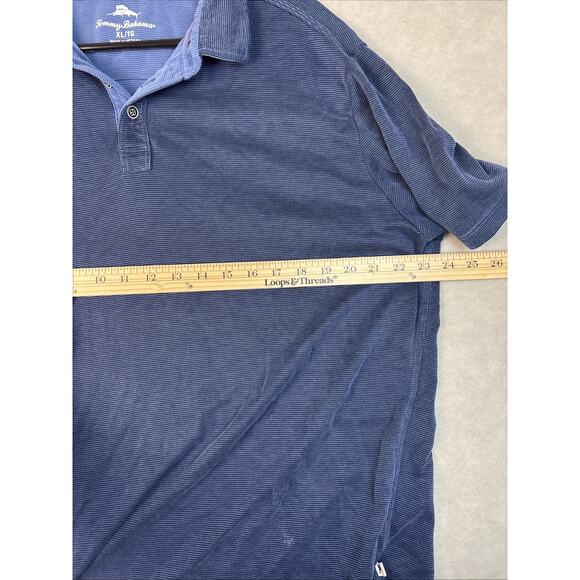 Tommy Bahama Polo Shirt Mens XL Navy Blue Short Sleeve Collared Logo Modal Blend - Picture 5 of 6